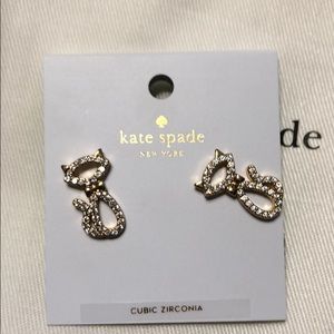 Kate Spade Pave Jazz Things Up Cat Earrings NWT